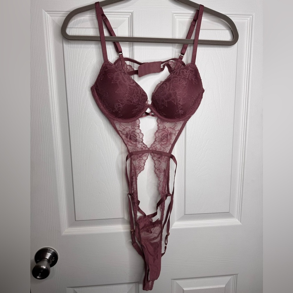 Victoria's Secret Lace Teddy in Deep Mauve